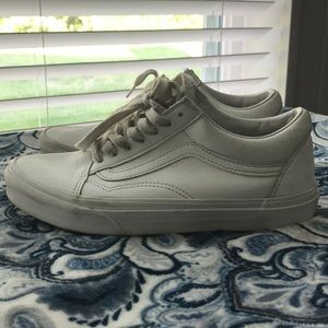 White Leather Old Skool Vans